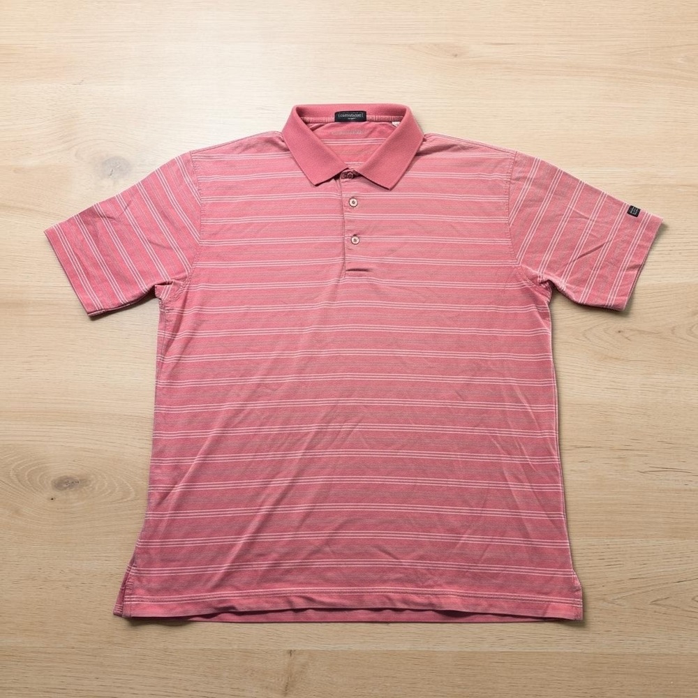 Vintage Peter Millar Striped Pink Golf Polo Men Size M Mercerized Cotton